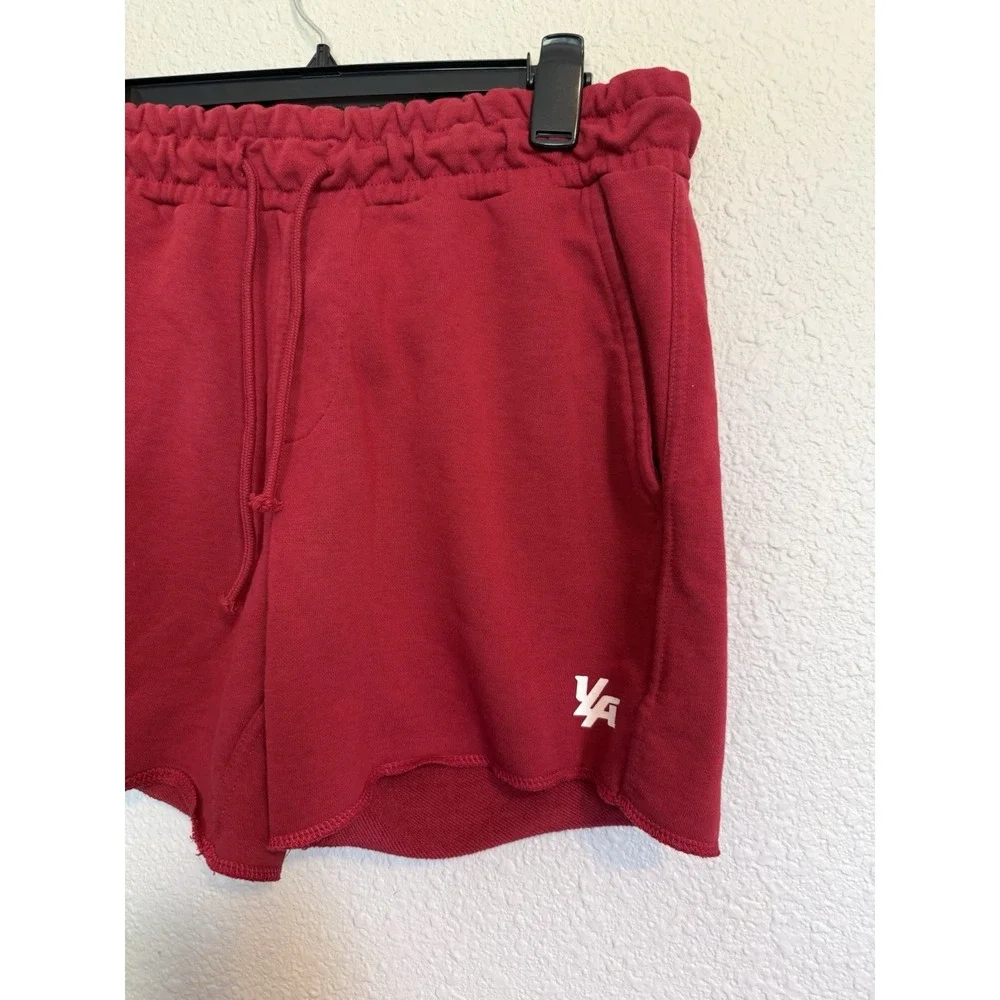 YoungLA Shorts Mens XL Burgundy Drawstring Sweat Shorts Gym Lounge Logo